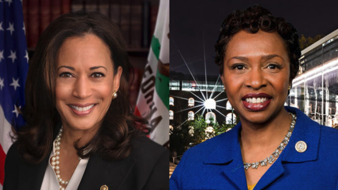 Today, U.S. Senator Kamala D. Harris (D-CA) (left) reintroduced a bill directing Congress to commission a statue of former U.S. Representative Shirley Chisholm to be displayed in the United States Capitol. Companion legislation will also be introduced today in the House of Representatives by Rep. Yvette Clarke (D-NY) (right).
